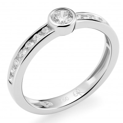 Orphelia® Dames Witgoud 18K Ring (sieraad) - Zilverkleurig RD-3383