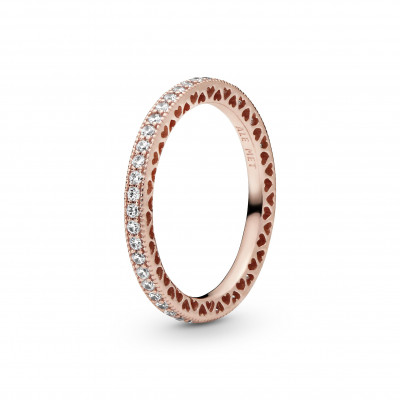 Pandora® 'Hearts' Dames Verguld Metaal Ring (sieraad) - Rosékleurig 180963CZ
