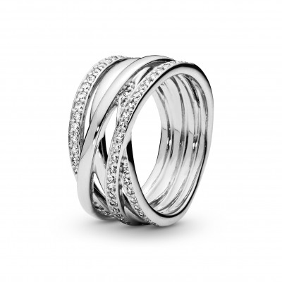 Pandora® 'Sparkling & polished lines' Dames Zilver 925 925 Ring (sieraad) - Zilverkleurig 190919CZ