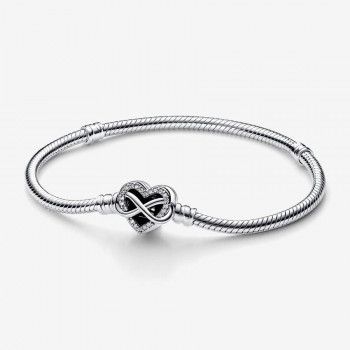 Pandora® 'Infinity heart' Dames Zilver 925 925 Armband (sieraad) - Zilverkleurig 592645C01-19