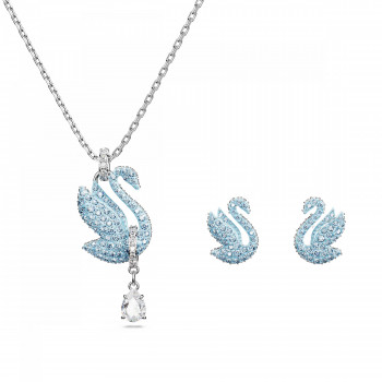 Swarovski® 'Iconic swan' Dames Metaal Set: Ketting + Oorbellen - Zilverkleurig 5660597
